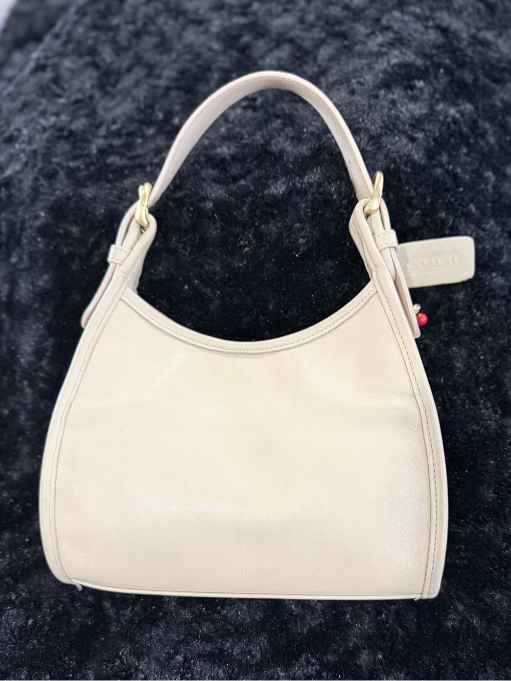 Coach Cream Pebbled Leather Shoulder Bag
